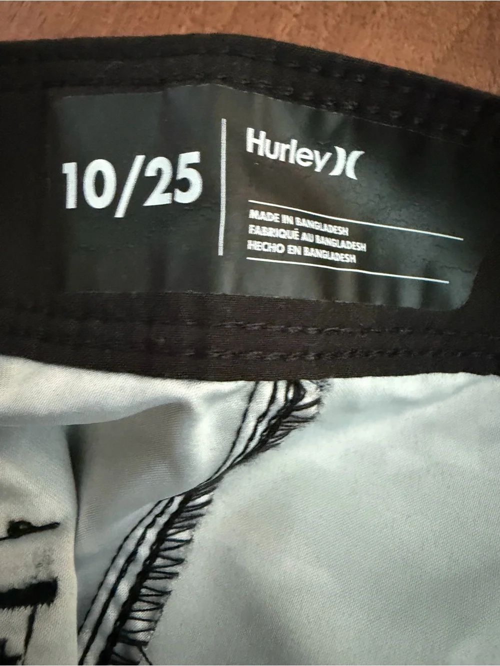 Hurley Boys Black Swim Shorts with Gray Checker Shark Pattern